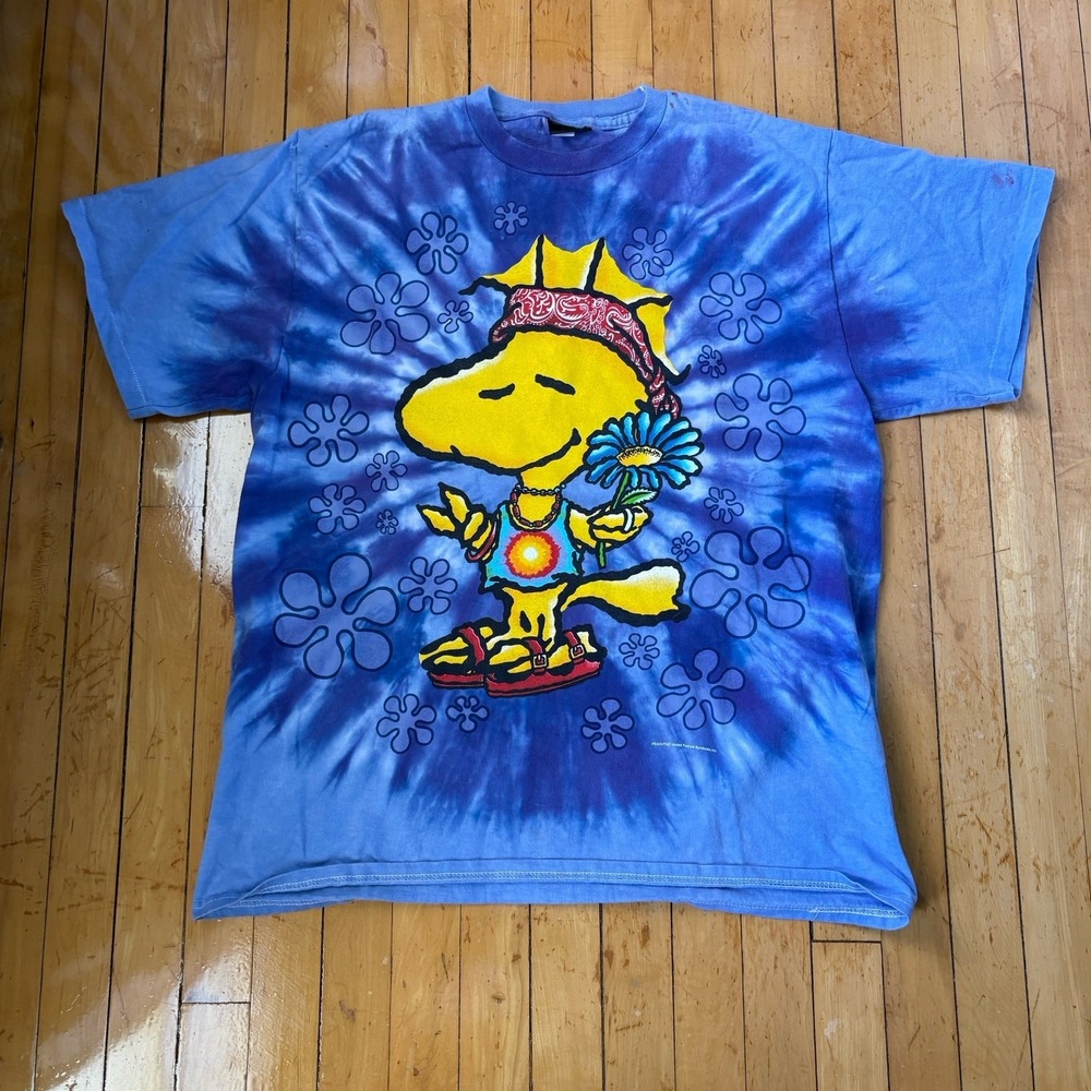 Vintage Woodstock Snoopy Shirt XL Changes Single Stitch Tie Dye Hippie Made USA